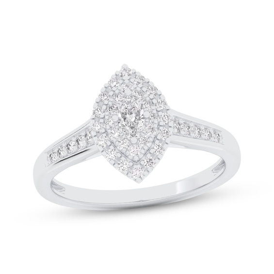 Now + Forever Marquise-Cut Diamond Double Halo Engagement Ring 1/3 ct tw 10K White Gold