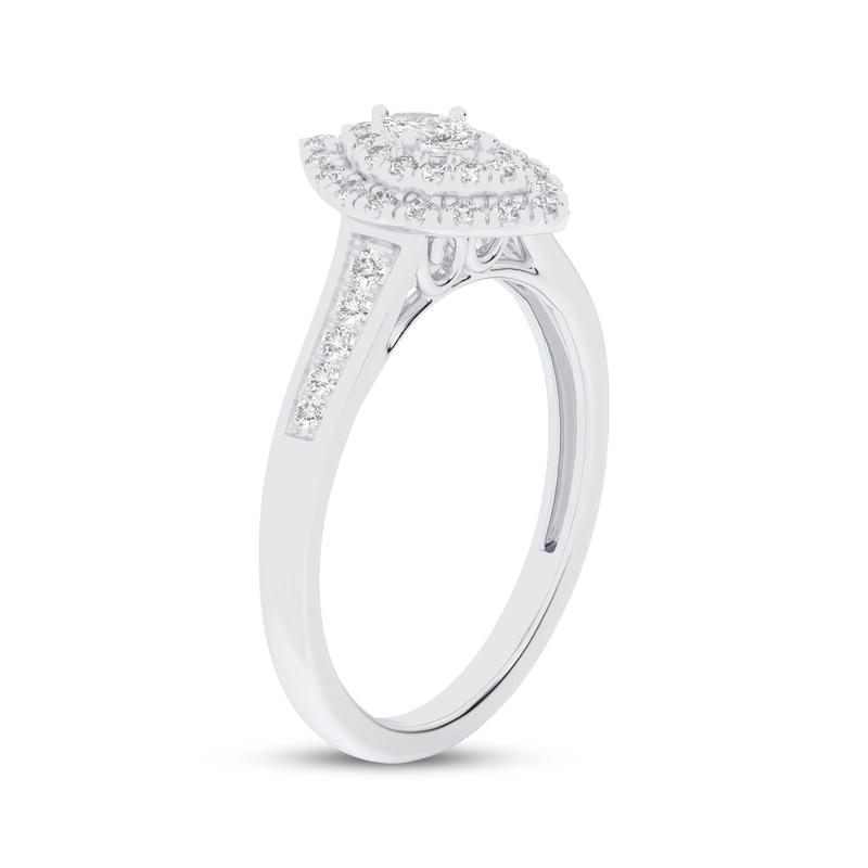 Main Image 2 of Now + Forever Marquise-Cut Diamond Double Halo Engagement Ring 1/3 ct tw 10K White Gold