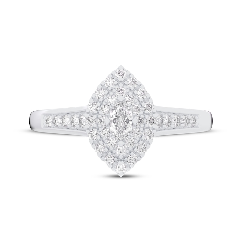 Main Image 3 of Now + Forever Marquise-Cut Diamond Double Halo Engagement Ring 1/3 ct tw 10K White Gold