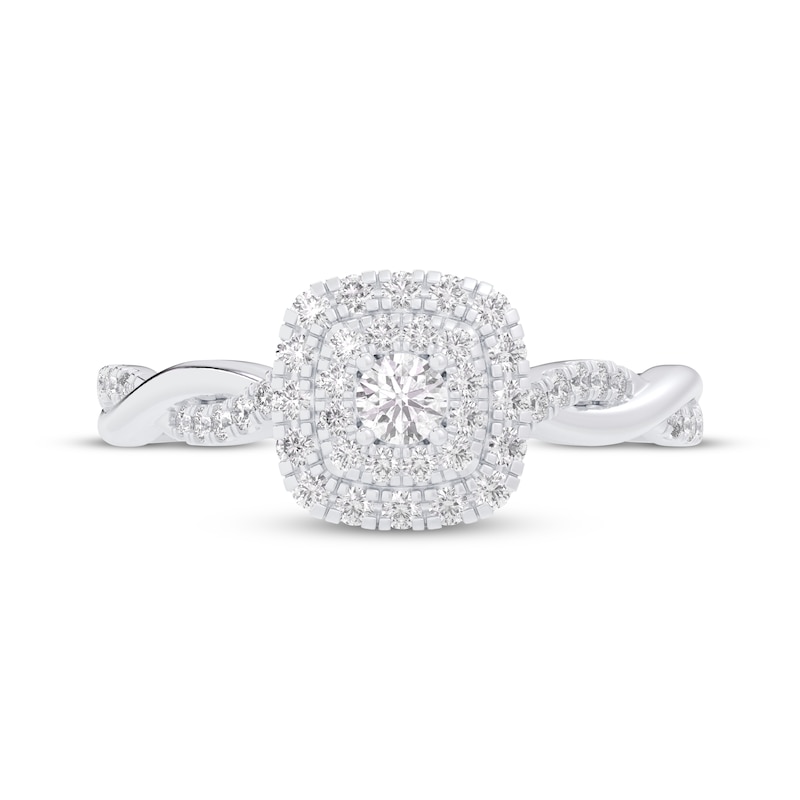 Main Image 3 of Now + Forever Round-Cut Diamond Double Cushion Halo Engagement Ring 1/3 ct tw 10K White Gold