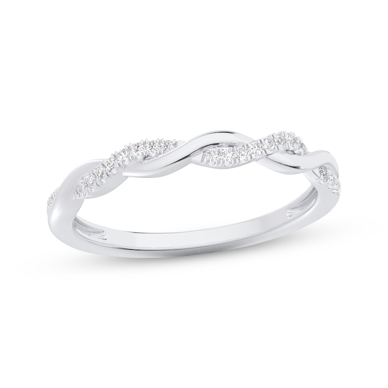 Diamond Twist Wedding Band 1/10 ct tw 10K White Gold