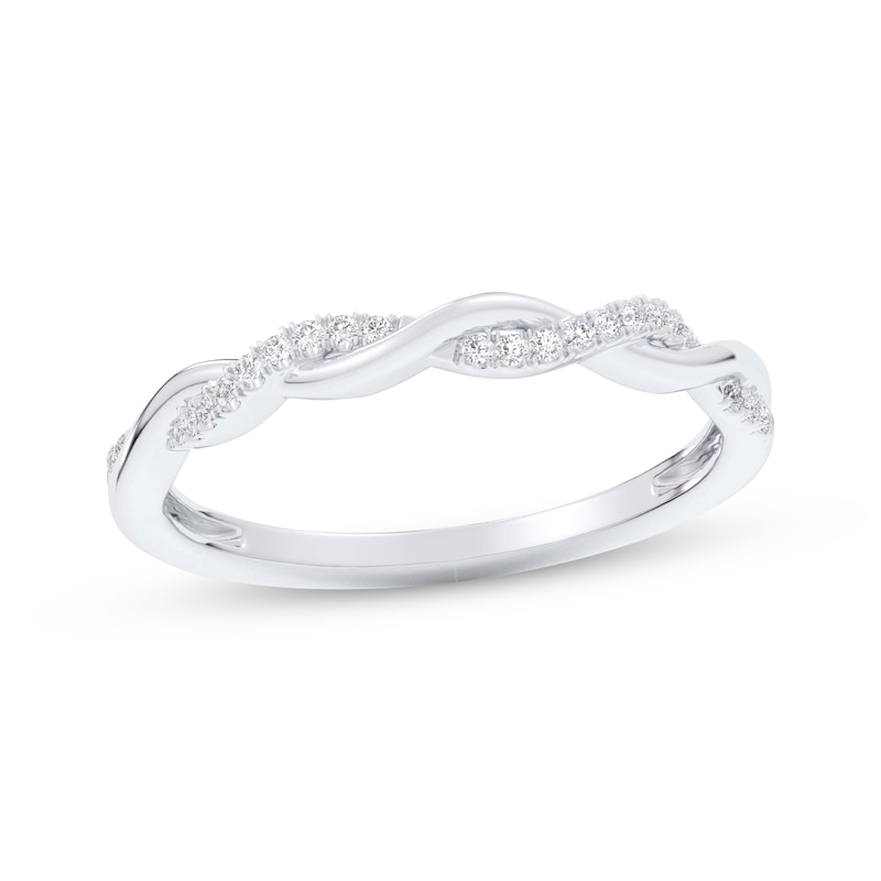 Main Image 1 of Now + Forever Diamond Twist Wedding Band 1/10 ct tw 10K White Gold