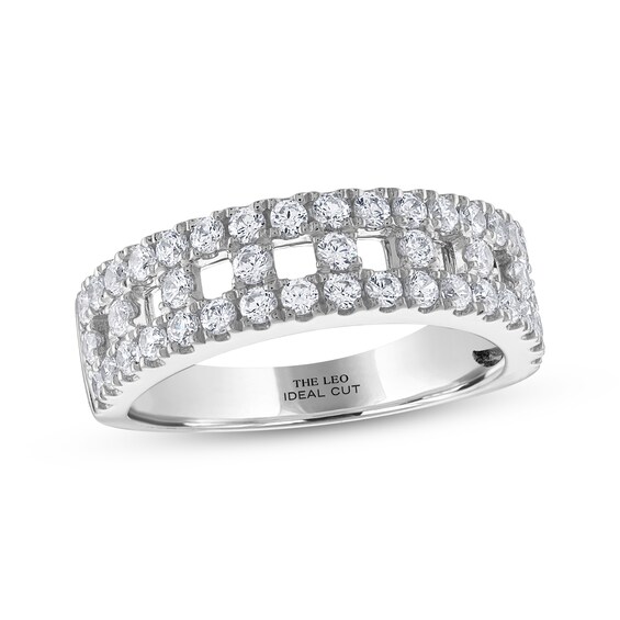 THE LEO Ideal Cut Diamond Lattice Anniversary Ring 7/8 ct tw 14K White Gold