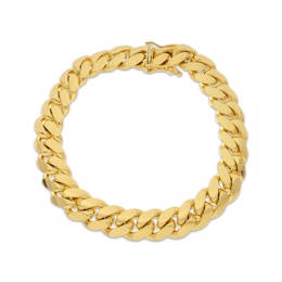 Miami Cuban Curb Chain Bracelet 11.55mm Solid 10K Yellow Gold 9"