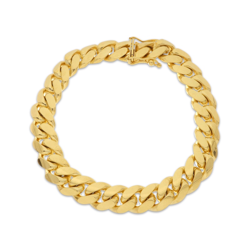 Solid Miami Cuban Curb Chain Bracelet 11.55mm 10K Yellow Gold 9"