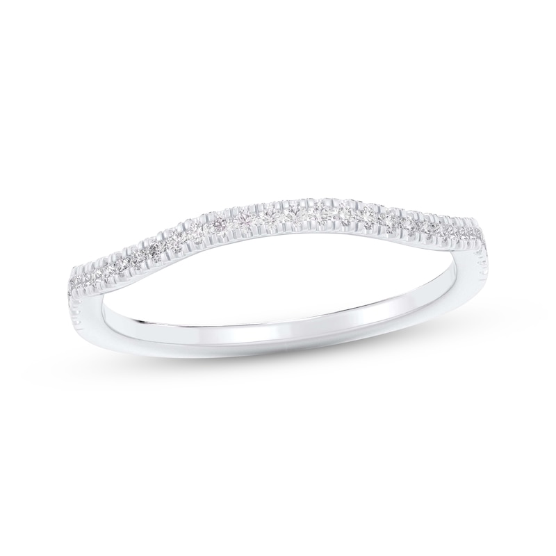 Main Image 1 of Now + Forever Diamond Contour Wedding Band 1/8 ct tw 14K White Gold