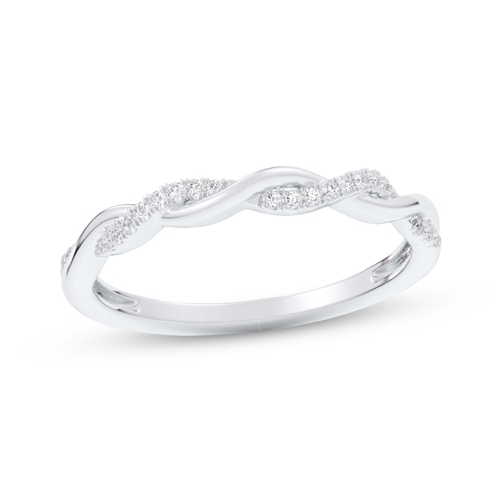 Now + Forever Diamond Twist Wedding Band 1/10 ct tw 10K White Gold