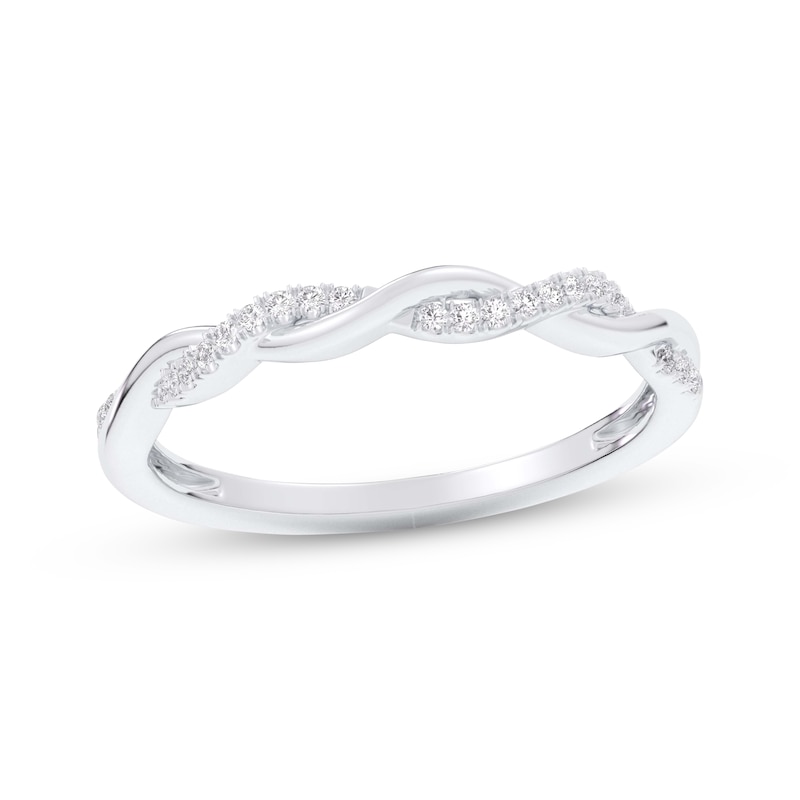 Main Image 1 of Now + Forever Diamond Twist Wedding Band 1/10 ct tw 10K White Gold