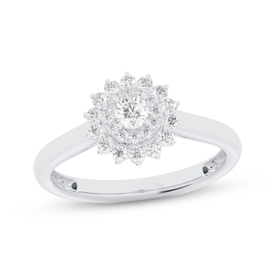 Now + Forever Round-Cut Diamond Starburst Halo Engagement Ring 3/8 ct tw 10K White Gold