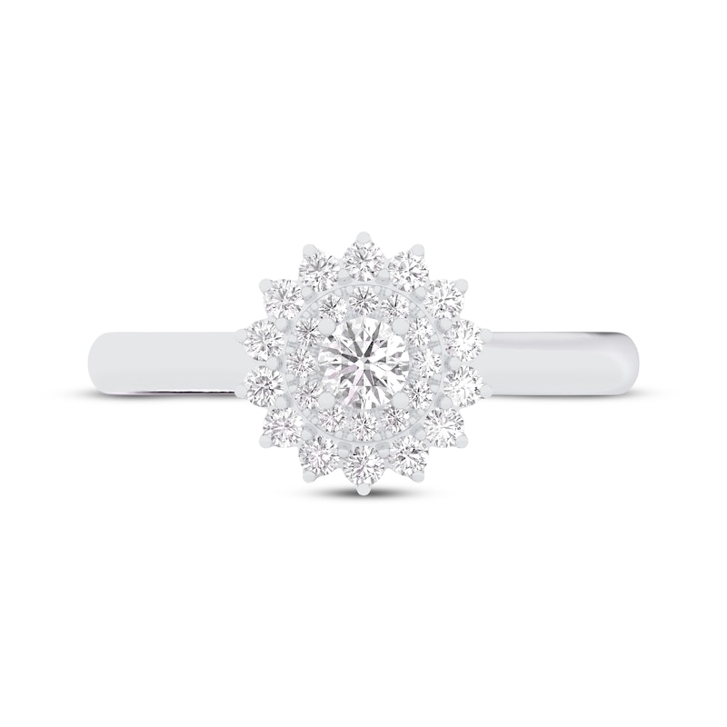 Main Image 3 of Now + Forever Round-Cut Diamond Starburst Halo Engagement Ring 3/8 ct tw 10K White Gold