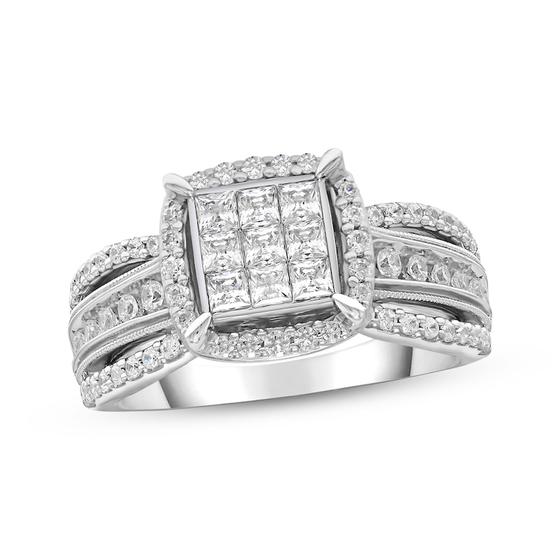 Diamond Engagement Ring 1 ct tw Princess & Round 10K White Gold | Kay