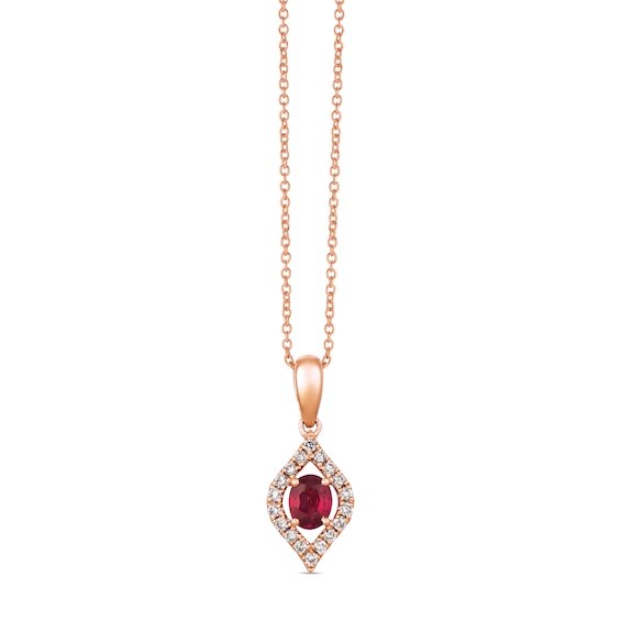 Le Vian Natural Ruby Necklace 1/6 ct tw Nude Diamonds 14K Strawberry Gold