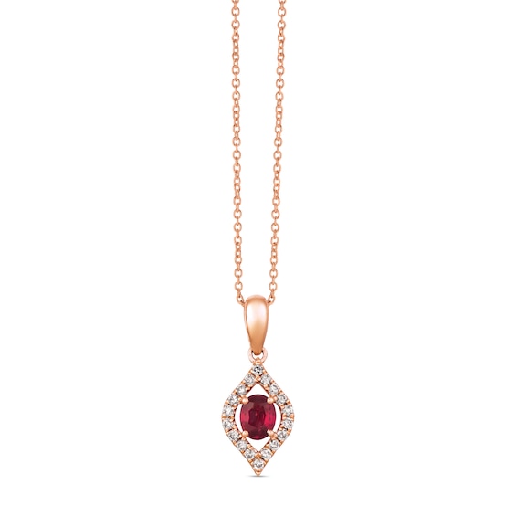 Le Vian Natural Ruby Necklace 1/6 ct tw Nude Diamonds 14K Strawberry Gold