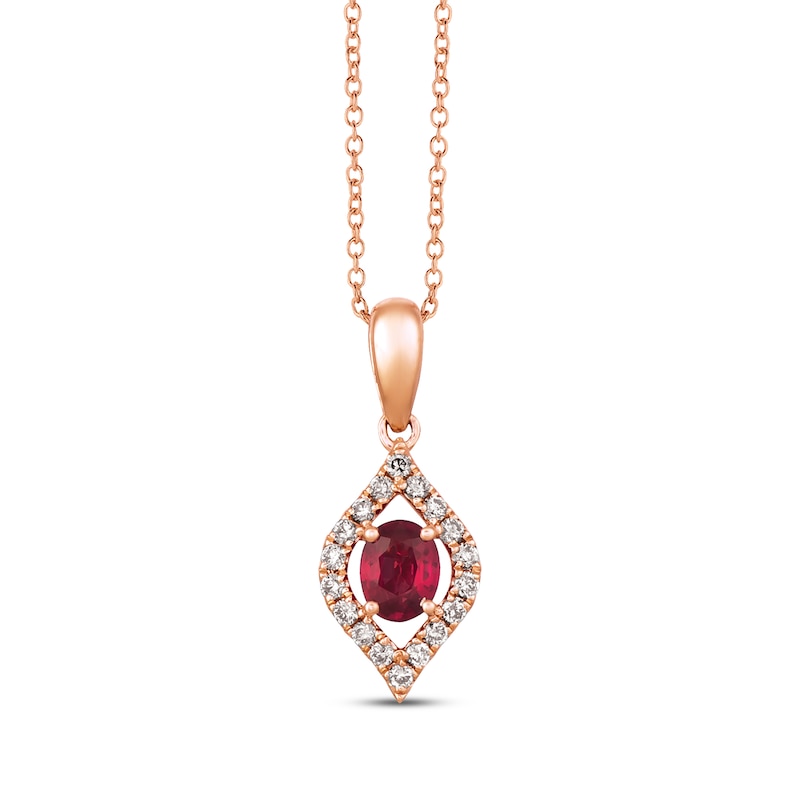 Main Image 1 of Le Vian Natural Ruby Necklace 1/6 ct tw Nude Diamonds 14K Strawberry Gold