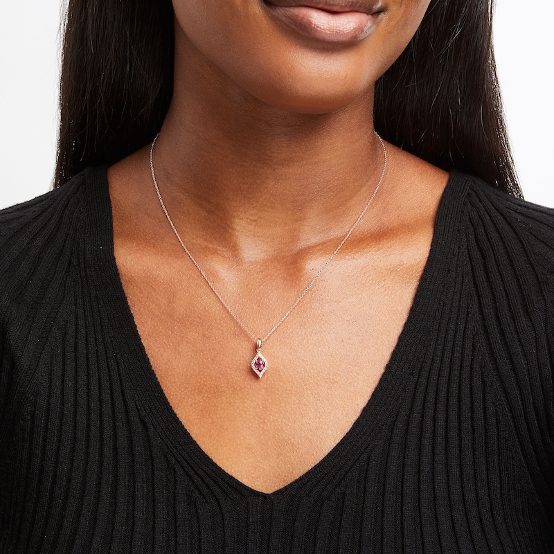 Main Image 2 of Le Vian Natural Ruby Necklace 1/6 ct tw Nude Diamonds 14K Strawberry Gold