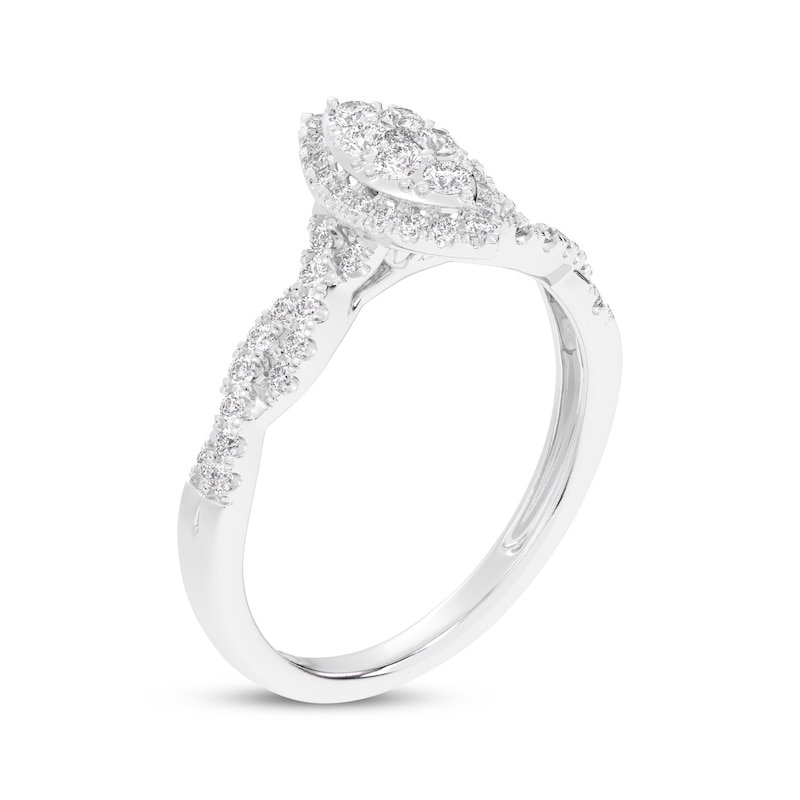 Main Image 2 of Now + Forever Multi-Diamond Center Marquise Halo Engagement Ring 3/8 ct tw 10K White Gold