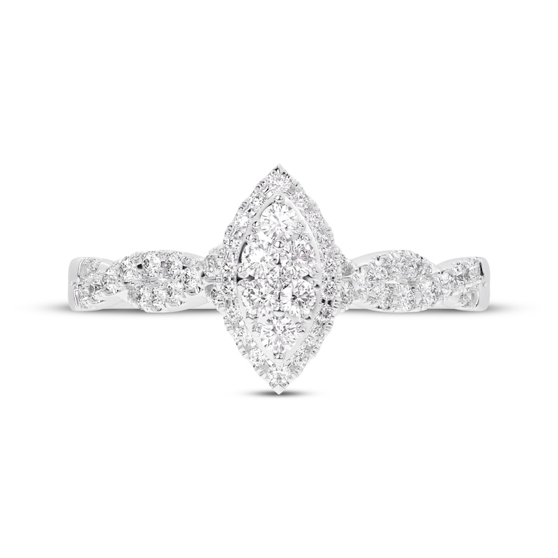 Main Image 3 of Now + Forever Multi-Diamond Center Marquise Halo Engagement Ring 3/8 ct tw 10K White Gold