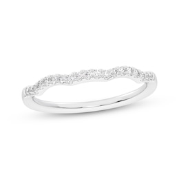 Now + Forever Diamond Scalloped Wedding Band 1/10 ct tw 10K White Gold