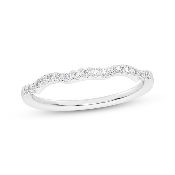 Now + Forever Diamond Scalloped Wedding Band 1/10 ct tw 10K White Gold