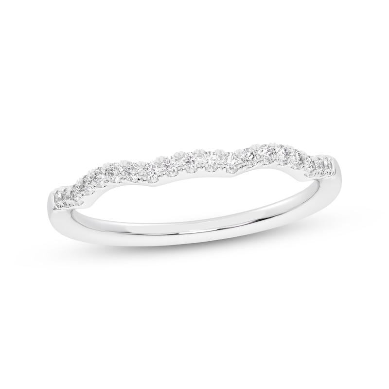 Main Image 1 of Now + Forever Diamond Scalloped Wedding Band 1/10 ct tw 10K White Gold