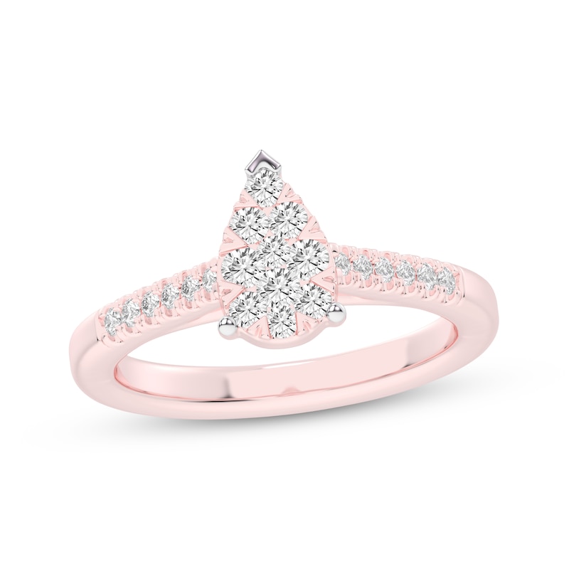 Main Image 1 of Now + Forever Multi-Diamond Center Pear-Shaped Engagement Ring 1/3 ct tw 10K Rose Gold
