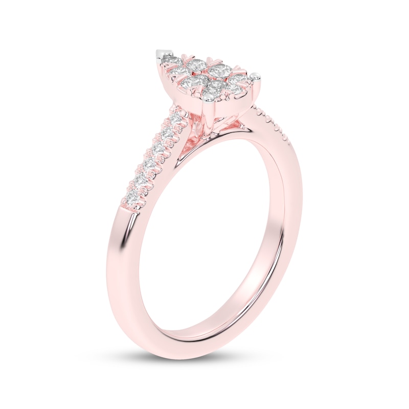 Main Image 2 of Now + Forever Multi-Diamond Center Pear-Shaped Engagement Ring 1/3 ct tw 10K Rose Gold