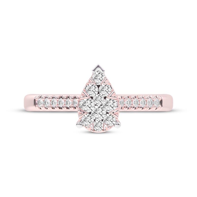 Main Image 3 of Now + Forever Multi-Diamond Center Pear-Shaped Engagement Ring 1/3 ct tw 10K Rose Gold