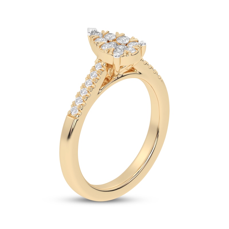 Main Image 2 of Now + Forever Multi-Diamond Center Pear-Shaped Engagement Ring 1/3 ct tw 10K Yellow Gold