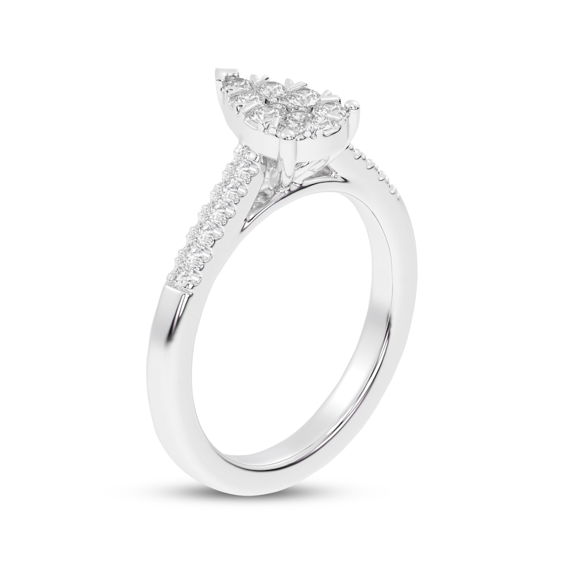 Main Image 2 of Now + Forever Multi-Diamond Center Pear-Shaped Engagement Ring 1/3 ct tw 10K White Gold