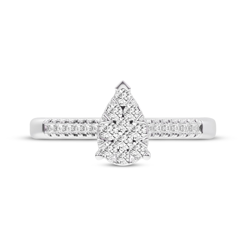 Main Image 3 of Now + Forever Multi-Diamond Center Pear-Shaped Engagement Ring 1/3 ct tw 10K White Gold