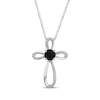 Thumbnail Image 1 of Black Onyx & White Lab-Created Sapphire Cross Necklace Sterling Silver 18"