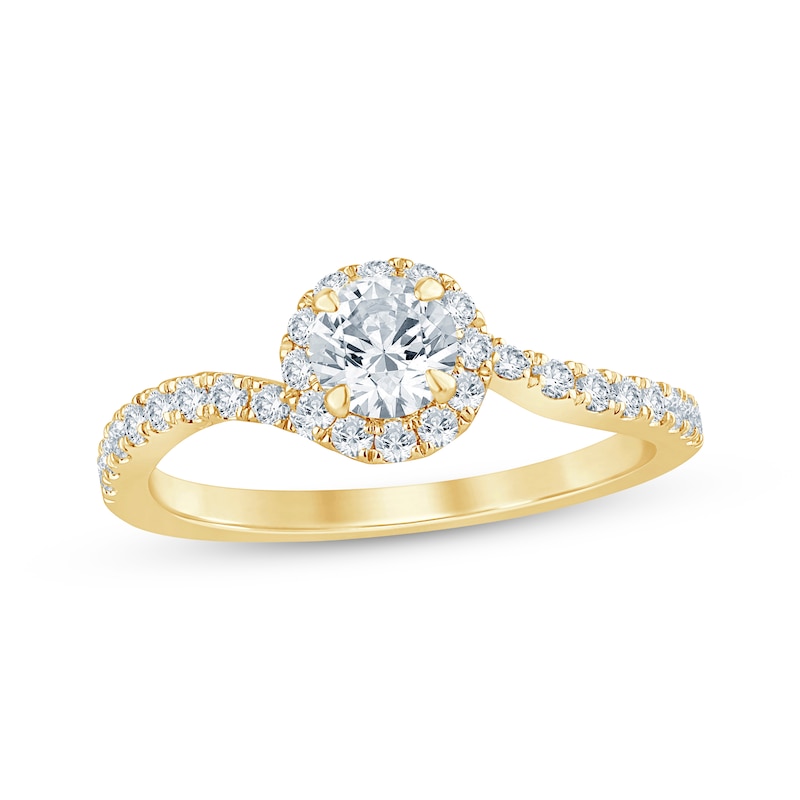 Main Image 1 of Now + Forever Round-Cut Diamond Halo Engagement Ring 1 ct tw 14K Yellow Gold