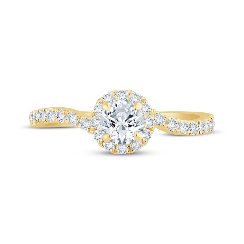 Main Image 3 of Now + Forever Round-Cut Diamond Halo Engagement Ring 1 ct tw 14K Yellow Gold