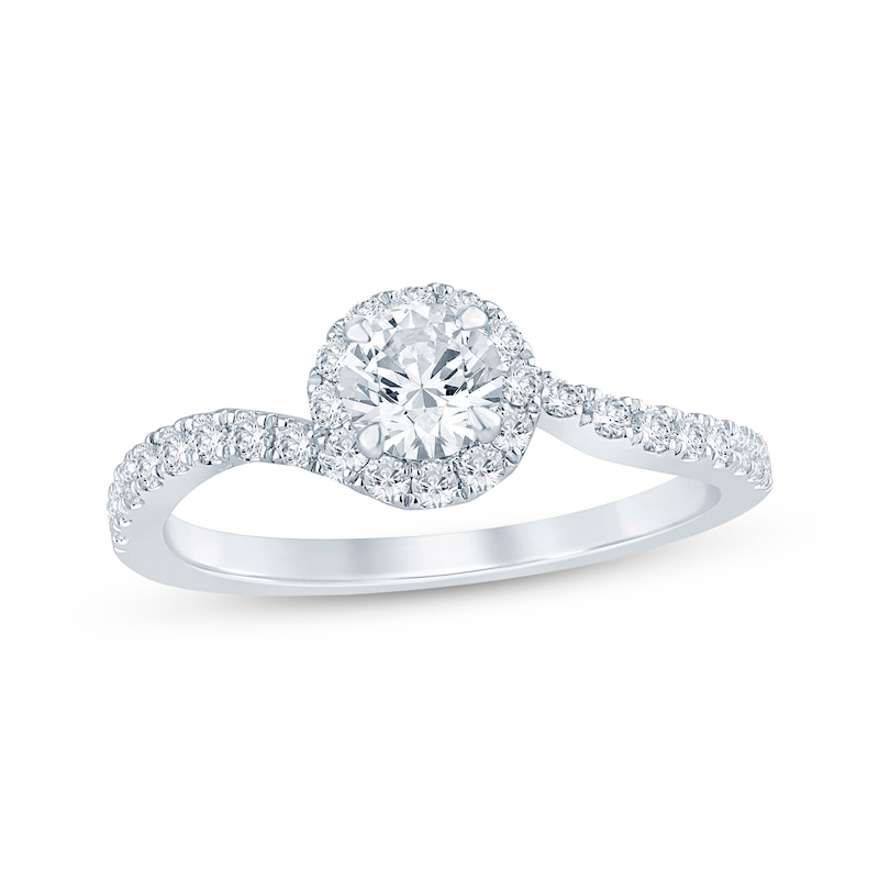 Main Image 1 of Now + Forever Round-Cut Diamond Halo Engagement Ring 1 ct tw 14K White Gold