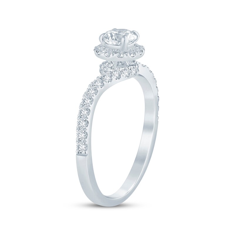 Main Image 2 of Now + Forever Round-Cut Diamond Halo Engagement Ring 1 ct tw 14K White Gold