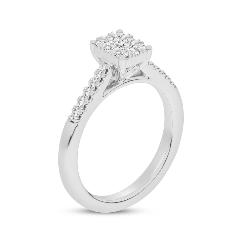 Main Image 2 of Now + Forever Multi-Diamond Center Rectangle Engagement Ring 1/3 ct tw 10K White Gold