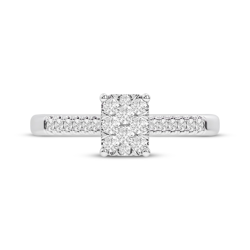 Main Image 3 of Now + Forever Multi-Diamond Center Rectangle Engagement Ring 1/3 ct tw 10K White Gold