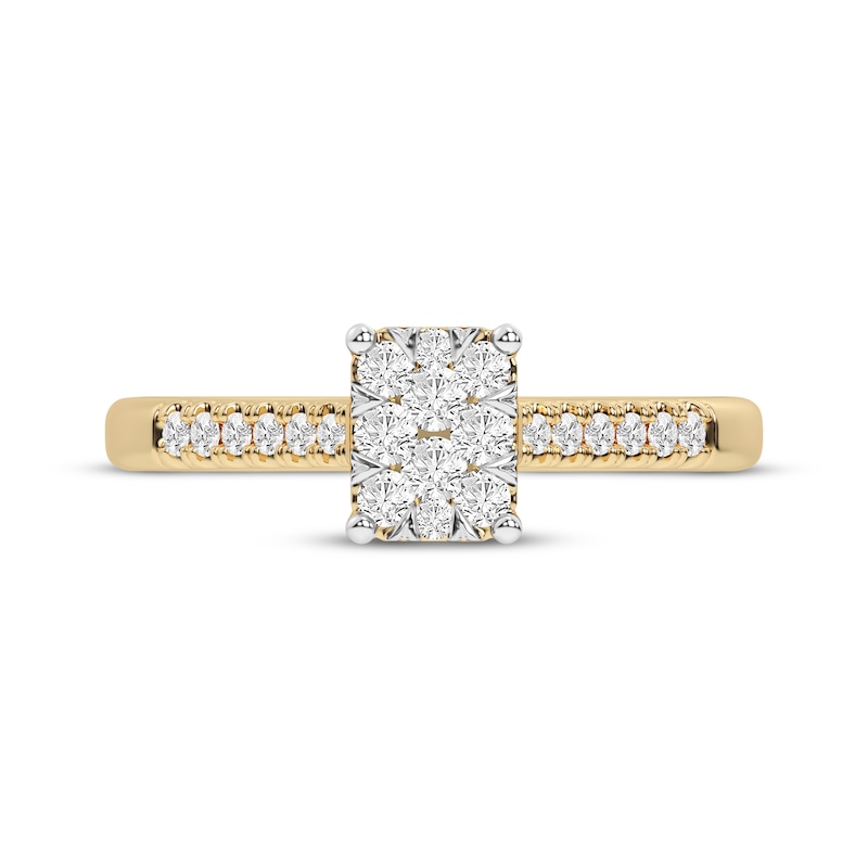 Main Image 3 of Now + Forever Multi-Diamond Center Rectangle Engagement Ring 1/3 ct tw 10K Yellow Gold