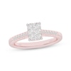 Thumbnail Image 1 of Now + Forever Multi-Diamond Center Rectangle Engagement Ring 1/3 ct tw 10K Rose Gold