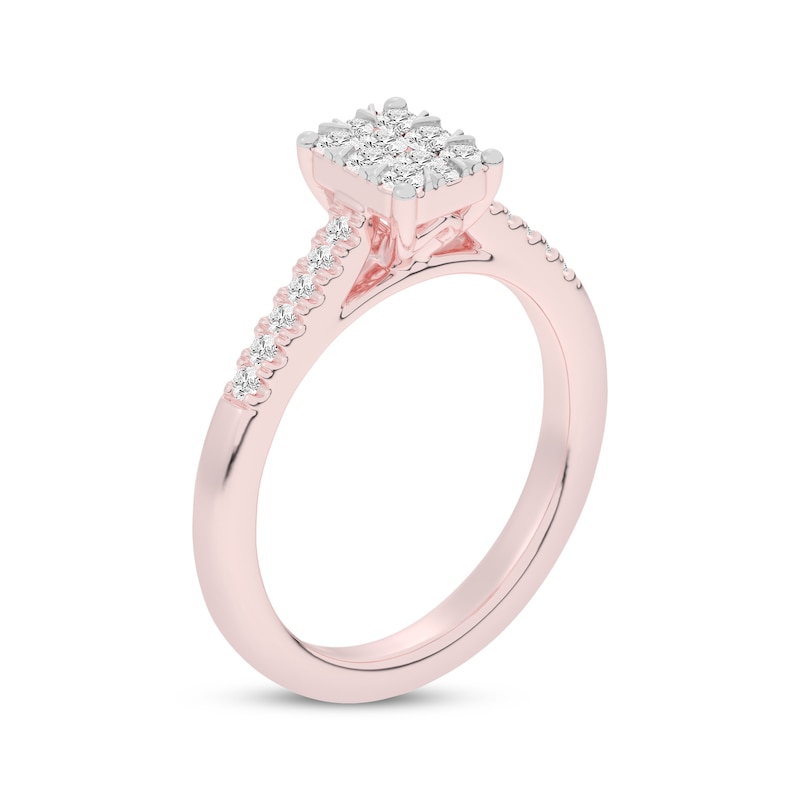 Main Image 2 of Now + Forever Multi-Diamond Center Rectangle Engagement Ring 1/3 ct tw 10K Rose Gold