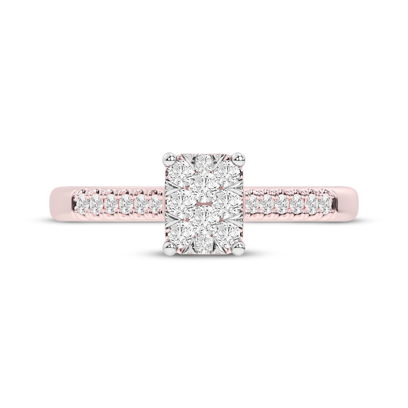 Main Image 3 of Now + Forever Multi-Diamond Center Rectangle Engagement Ring 1/3 ct tw 10K Rose Gold