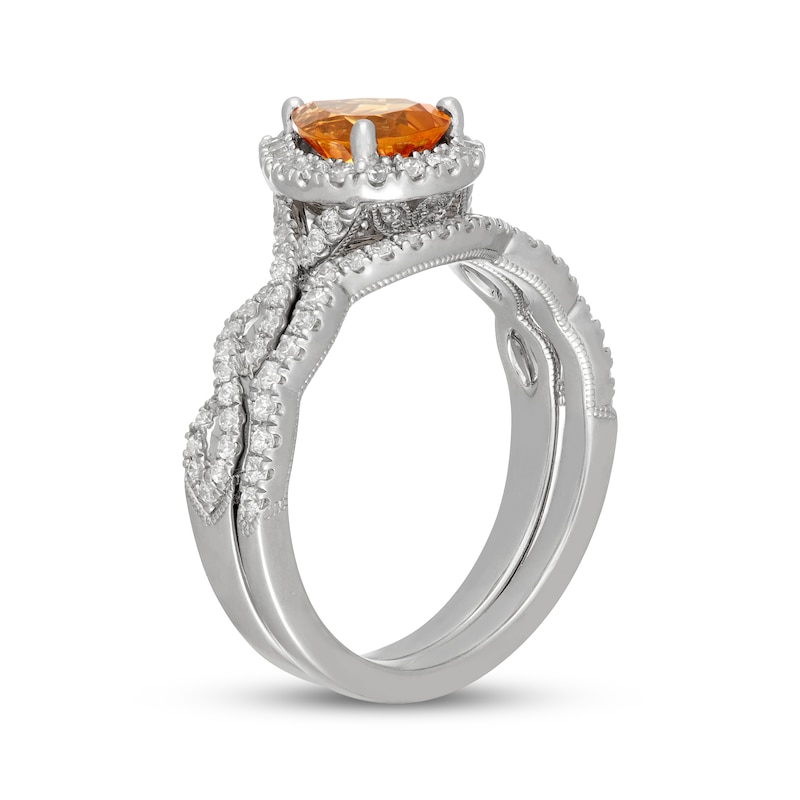 Main Image 2 of Neil Lane Pear-Shaped Citrine & Diamond Halo Bridal Set 1/2 ct tw Diamonds 14K White Gold