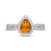 Thumbnail Image 9 of Neil Lane Pear-Shaped Citrine & Diamond Halo Engagement Ring 3/8 ct tw 14K White Gold