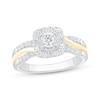 Thumbnail Image 1 of Now + Forever Round-Cut Diamond Cushion Halo Engagement Ring 3/8 ct tw 10K Two-Tone Gold
