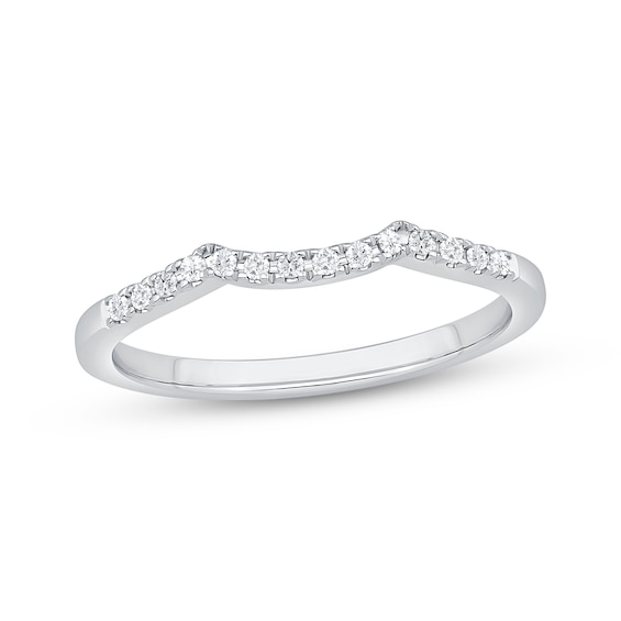 Now + Forever Diamond Contour Wedding Band 1/10 ct tw 10K White Gold