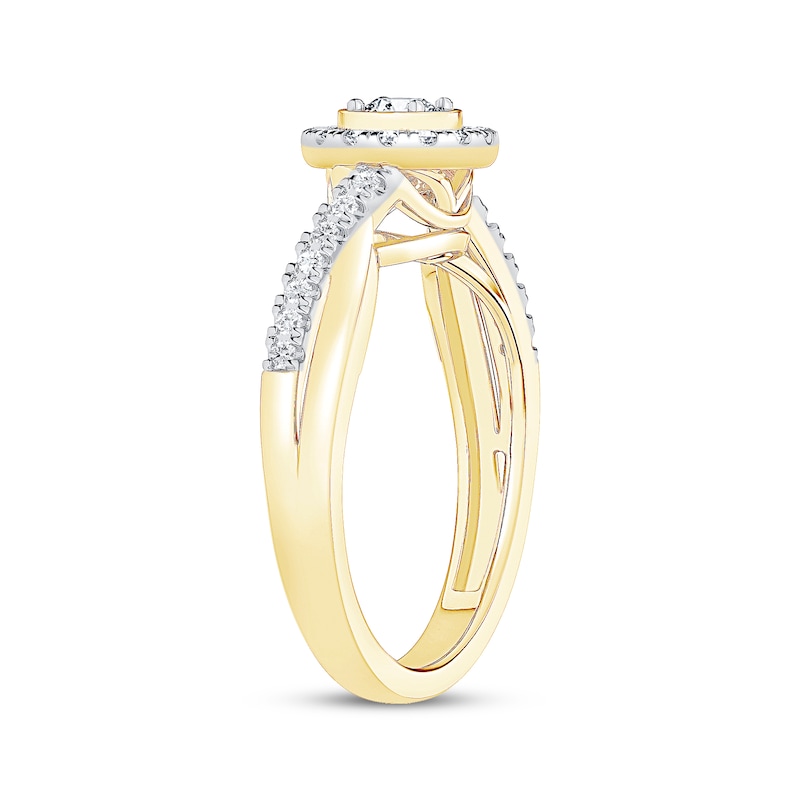 Main Image 2 of Now + Forever Round-Cut Diamond Halo Engagement Ring 3/8 ct tw 10K Yellow Gold