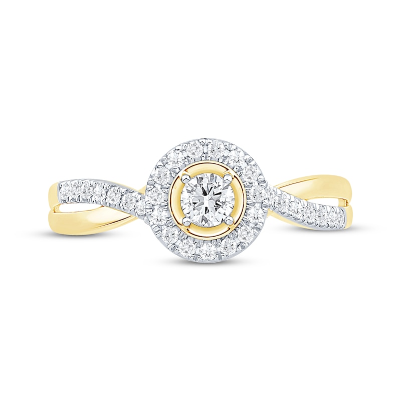 Main Image 3 of Now + Forever Round-Cut Diamond Halo Engagement Ring 3/8 ct tw 10K Yellow Gold