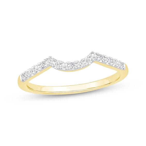 Now + Forever Diamond Contour Wedding Band 1/8 ct tw 10K Yellow Gold