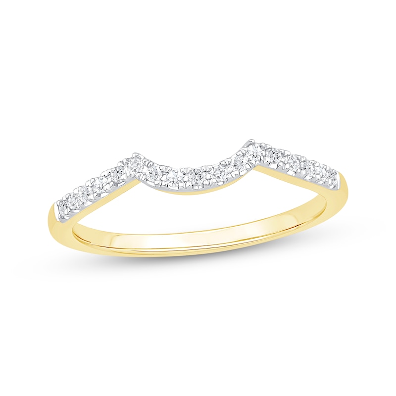 Diamond Contour Wedding Band 1/8 ct tw 10K Yellow Gold