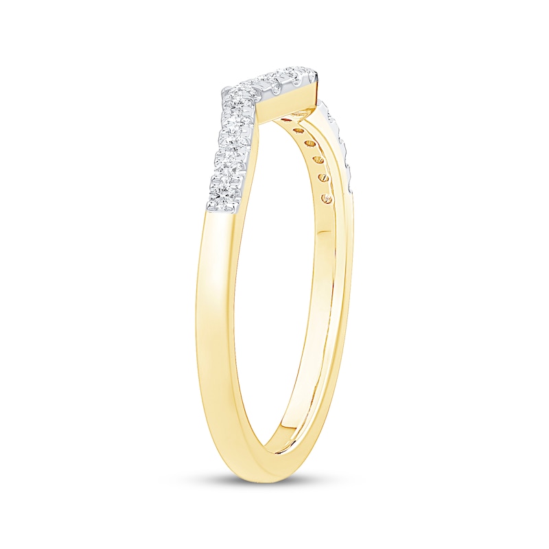 Diamond Contour Wedding Band 1/8 ct tw 10K Yellow Gold